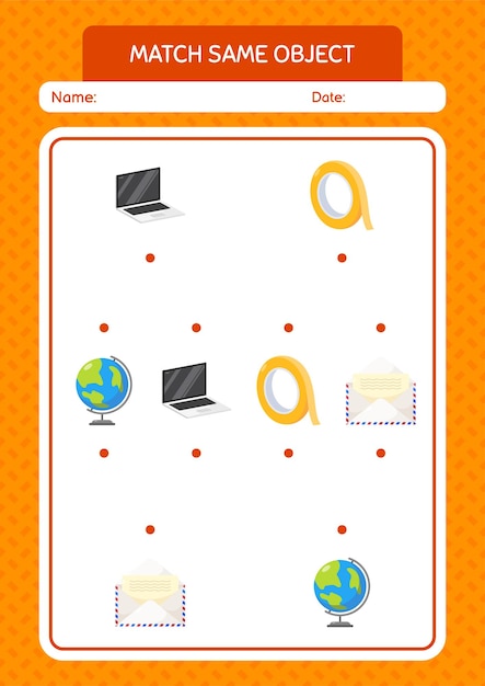 Match met hetzelfde objectspel zomerpictogram werkblad voor voorschoolse kinderen activiteitenblad voor kinderen