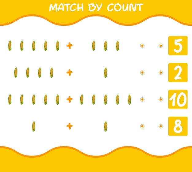 Match op telling van cartoongraan. Match en tel spel. Educatief spel voor kinderen en peuters in de kleuterklas