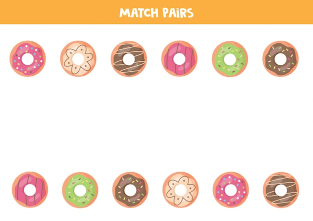 Match pairs of cartoon donuts.