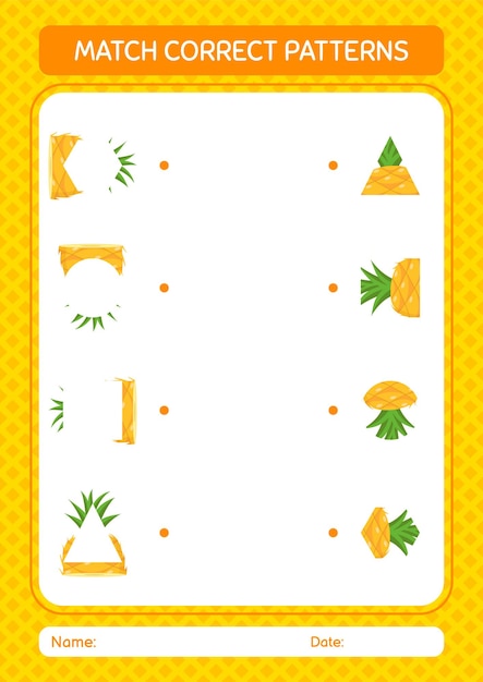 Match patroon spel met ananas werkblad voor kleuters kinderen activiteitenblad