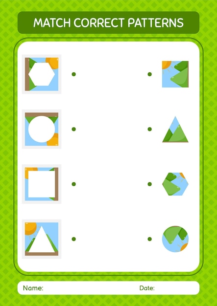 Match patroon spel met foto werkblad voor kleuters kinderen activiteitenblad