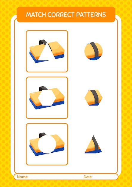 Match patroon spel met krijtbord gum werkblad voor kleuters kinderen activiteitenblad