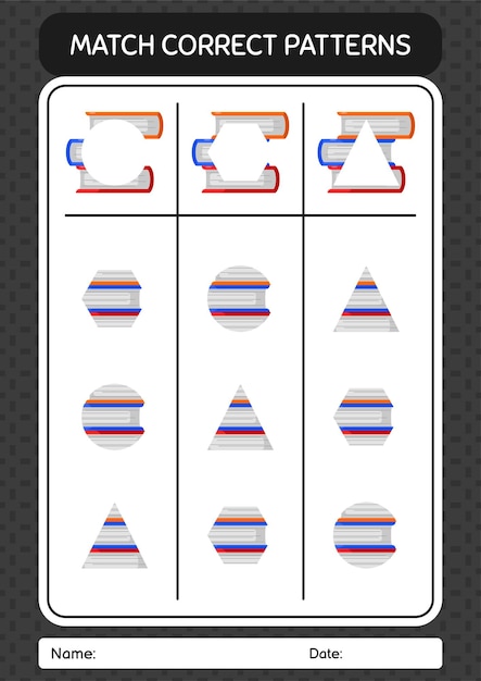 Match pattern game with book worksheet for preschool kids kids activity sheet