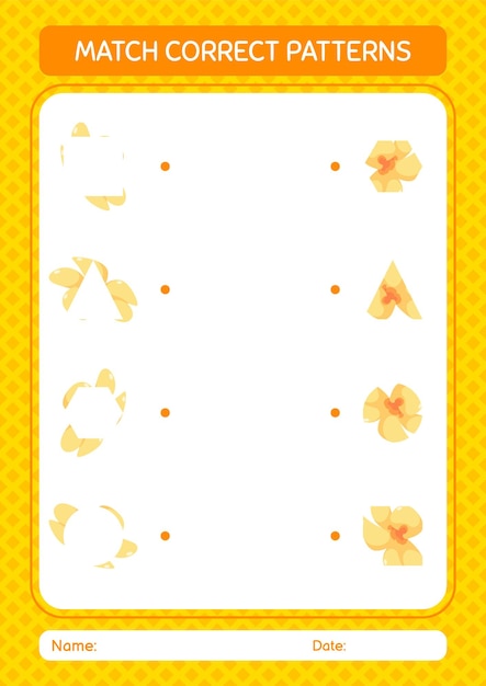 Match pattern game with flower worksheet for preschool kids kids activity sheet