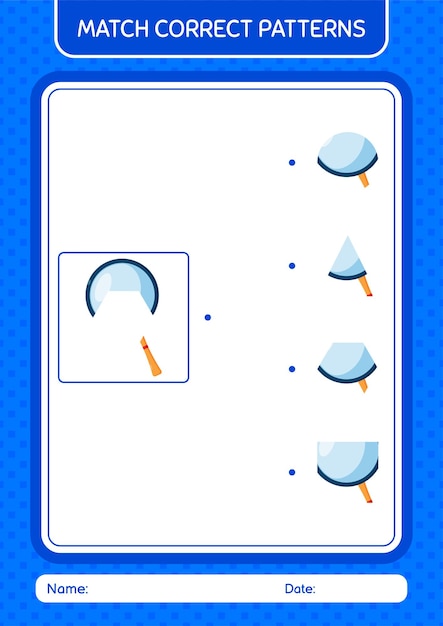 就学前の子供の子供の活動シートの虫眼鏡ワークシートとパターン ゲームを一致させます。
