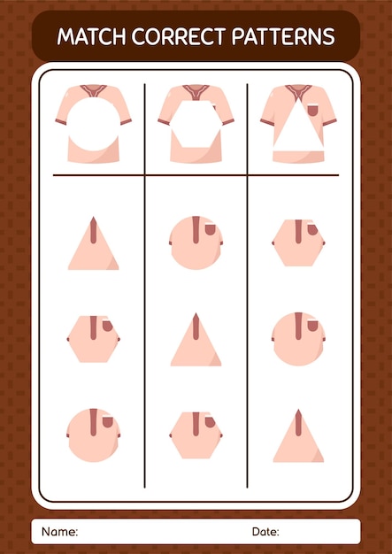 就学前の子供たちの子供たちの活動シートのためのイスラム教徒のシャツのワークシートとパターンゲームを一致させる