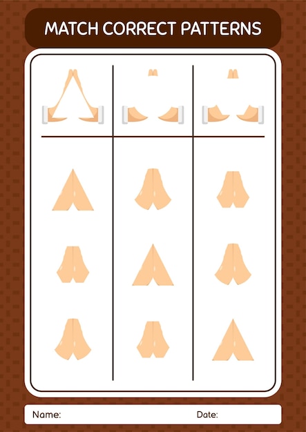 Match pattern game with praying worksheet for preschool kids kids activity sheet