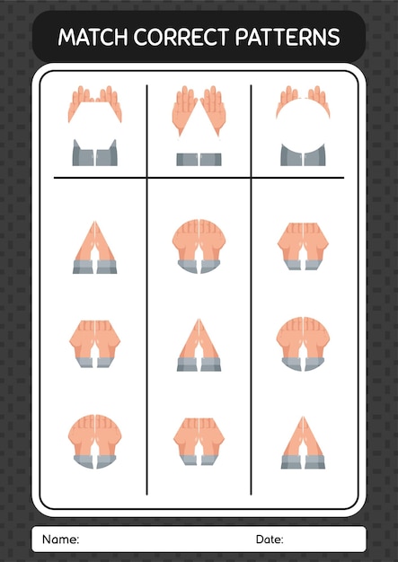 Match pattern game with praying worksheet for preschool kids kids activity sheet