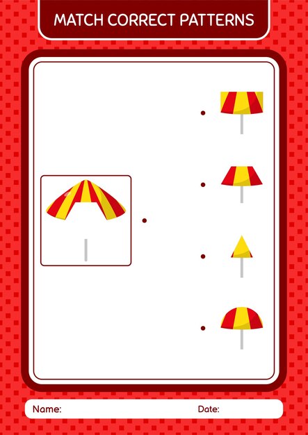 Match pattern game with umbrella worksheet for preschool kids kids activity sheet