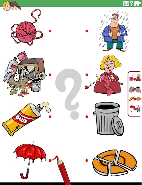 Match people characters and objects educational task