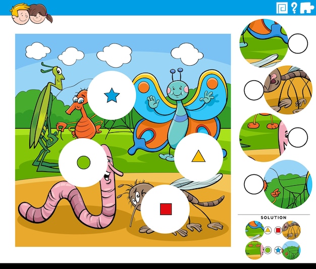 Задача матч частей с персонажами мультфильмов насекомых