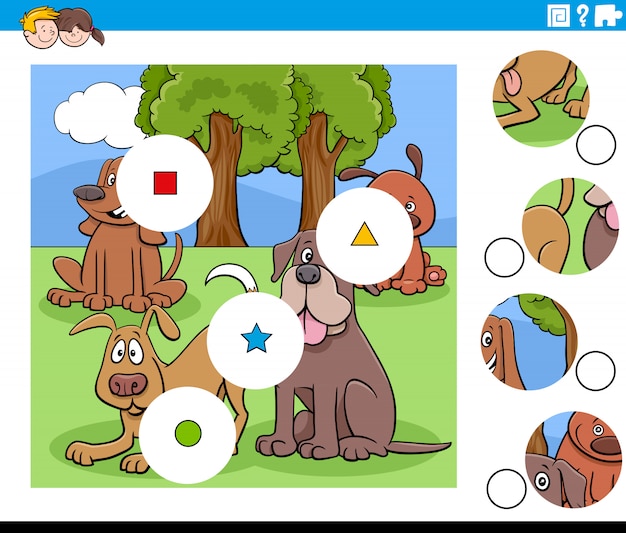 Match pieces task with dogs characters