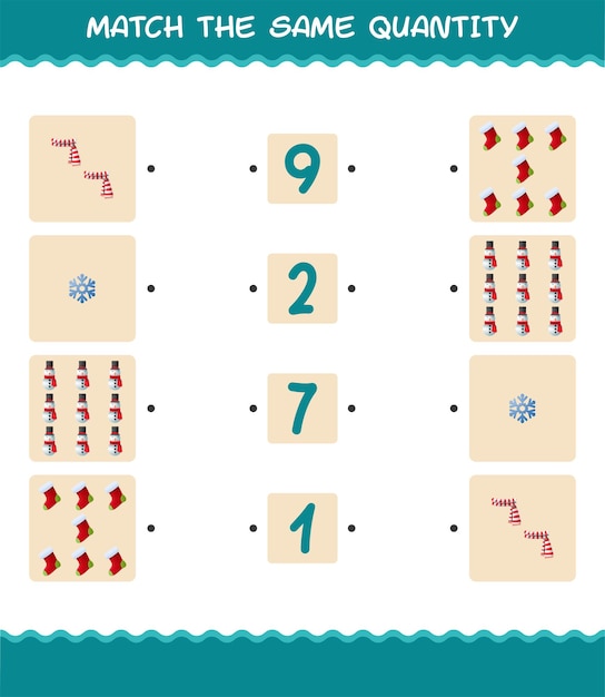 Match the same quantity of christmas. Counting game. Educational game for pre shool years kids and toddlers