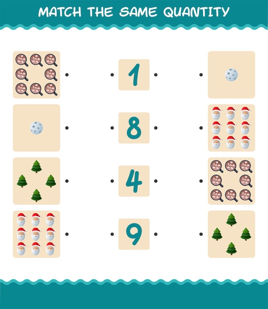 Match the same quantity of christmas. Counting game. Educational game for pre shool years kids and toddlers