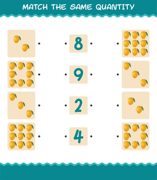 Match the same quantity of mango. counting game. educational game for pre shool years kids and toddlers