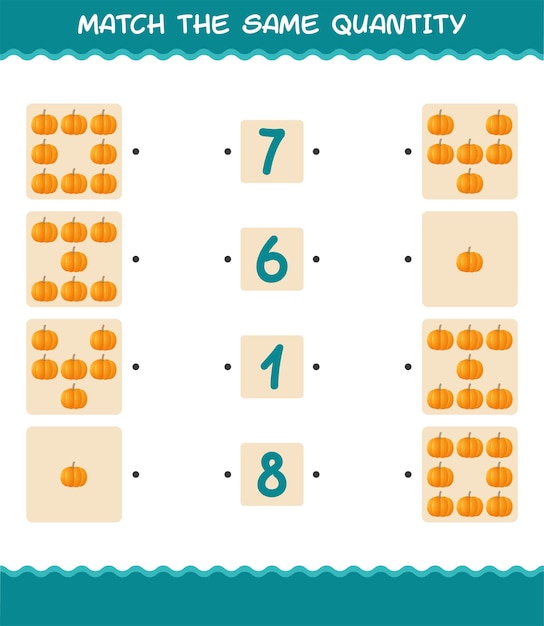 Match the same quantity of pumpkin. Counting game. Educational game for pre shool years kids and toddlers