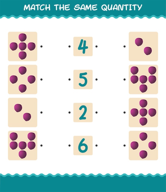 Abbina la stessa quantità di cavolo rosso. gioco di conteggio. gioco educativo per bambini e ragazzi in età prescolare