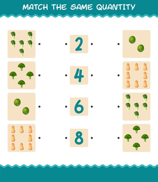 Match the same quantity of vegetables. counting game. educational game for pre shool years kids and toddlers