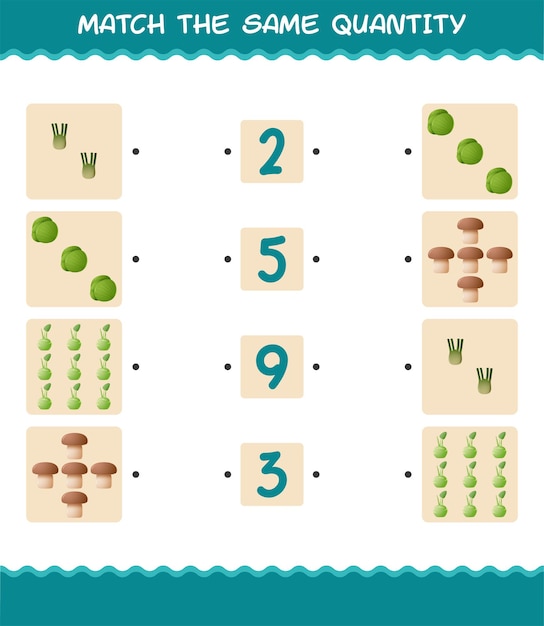 Match the same quantity of vegetables. counting game. educational game for pre shool years kids and toddlers