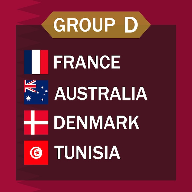 Match schedule group d international soccer tournament in qatar vector illustration