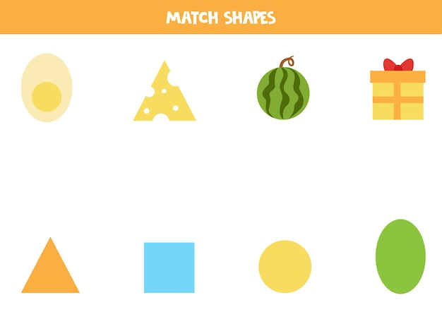 Match shapes. Educational game for learning basic geometric shapes.