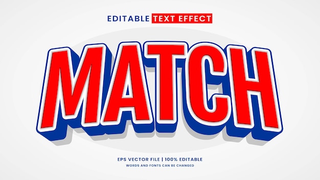 Match spel bewerkbare tekst effect sport stijl