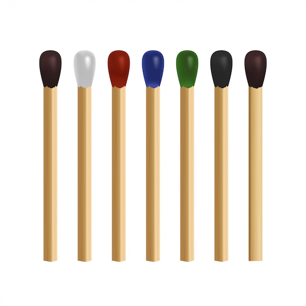 Match stick set. 3D-realistische illustraties