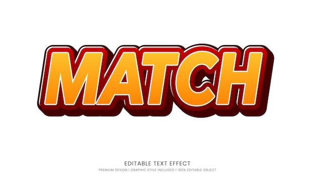 Vector match text effect template with minimalist style and bold font concept use for brand advertising