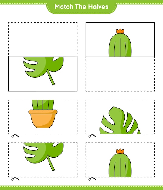 Сопоставьте половинки сопоставьте половинки игры кактус и монстера обучающая детская игра