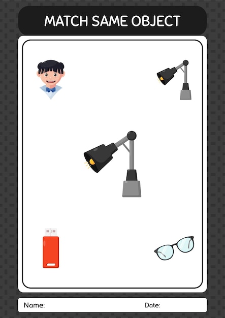 Сопоставьте с тем же рабочим листом настольной лампы предмета для детей дошкольного возраста