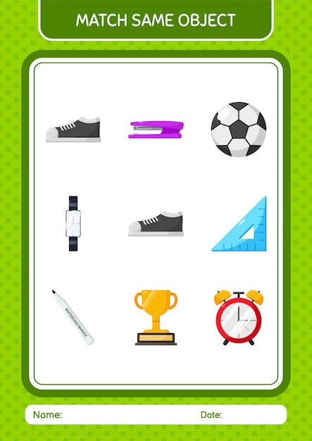 match with same object game shoes worksheet for preschool kids kids activity sheet