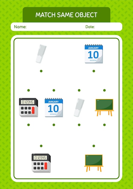 Match with same object game summer icon worksheet for preschool kids kids activity sheet