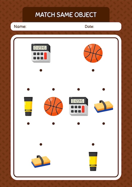 Match with same object game summer icon worksheet for preschool kids kids activity sheet