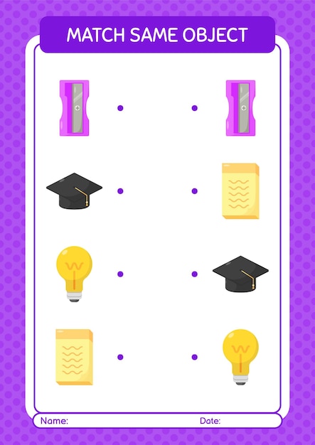 Match with same object game summer icon worksheet for preschool kids kids activity sheet