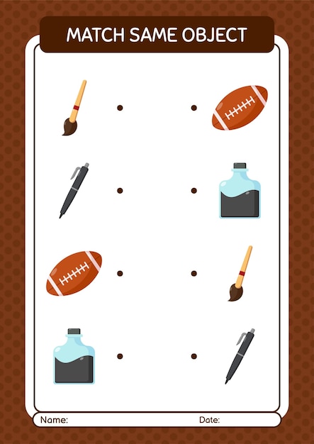 Match with same object game summer icon worksheet for preschool kids kids activity sheet