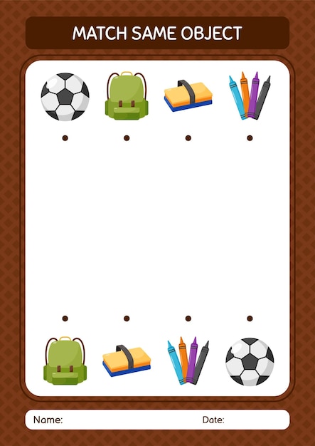 Vector match with same object game summer icon worksheet for preschool kids kids activity sheet