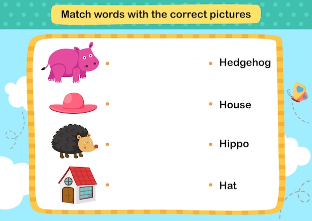 Match words with the correct pictures illustration,