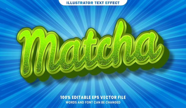 Vettore matcha 3d effetto stile testo modificabile