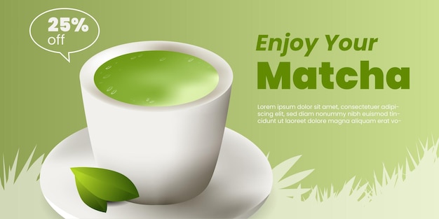 Vector matcha banner design template