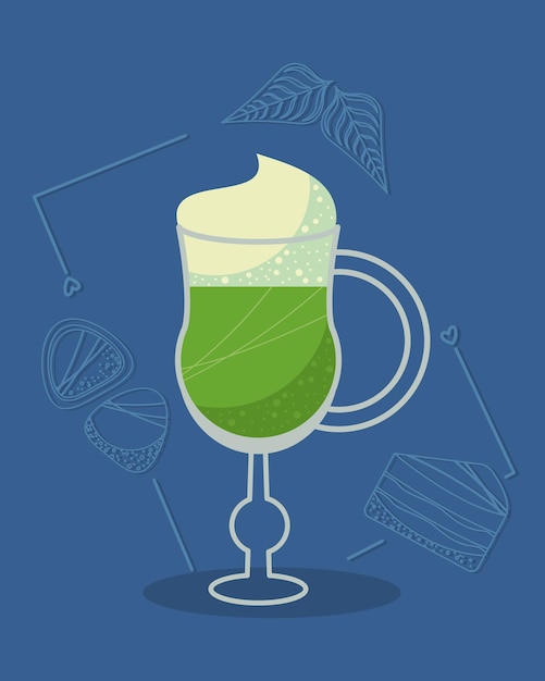 Vector matcha in cup