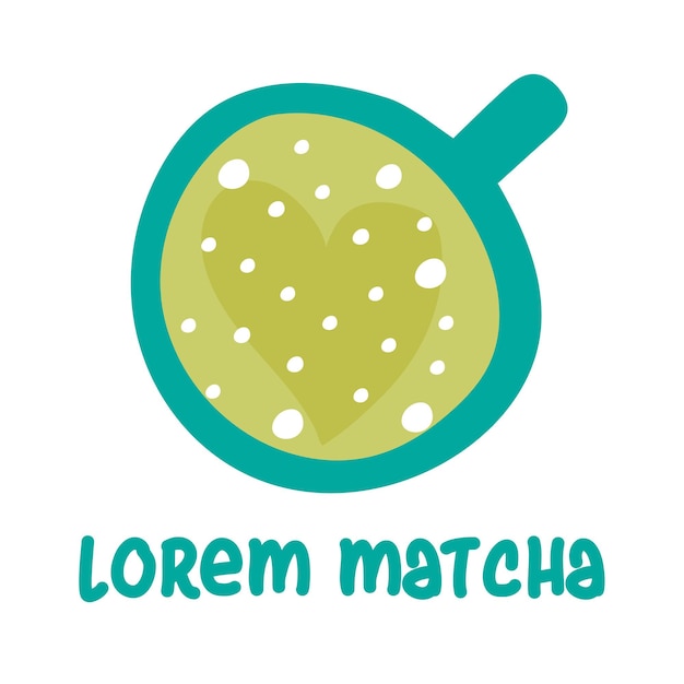 Matcha drankje versierd met hart Hand getekende illustratie biologische groene Matcha thee