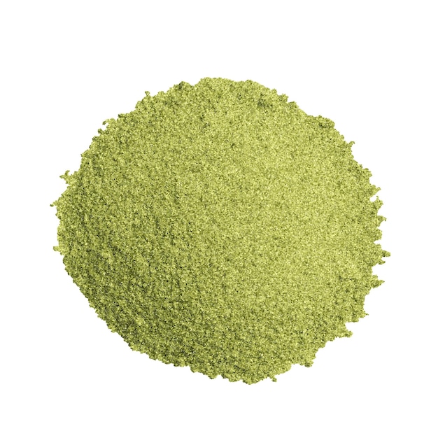 matcha green tea powder on a white background in a flat top view healthy asian lifestyle drink shown