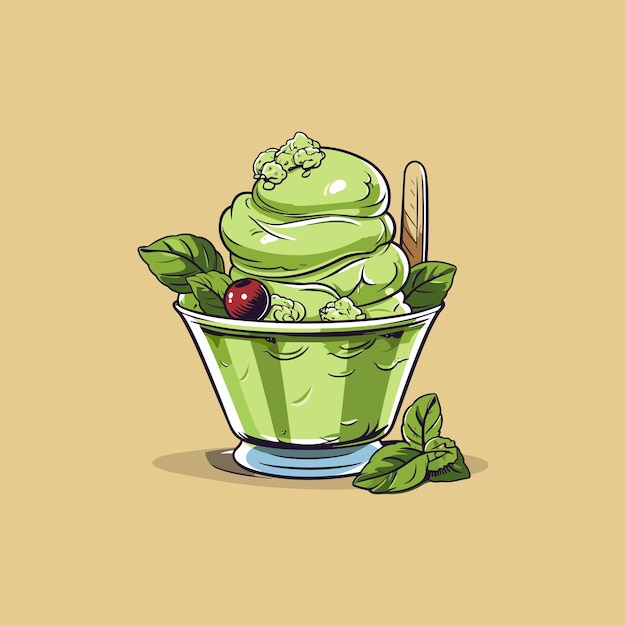 matcha groene thee ijs clip art illustratie