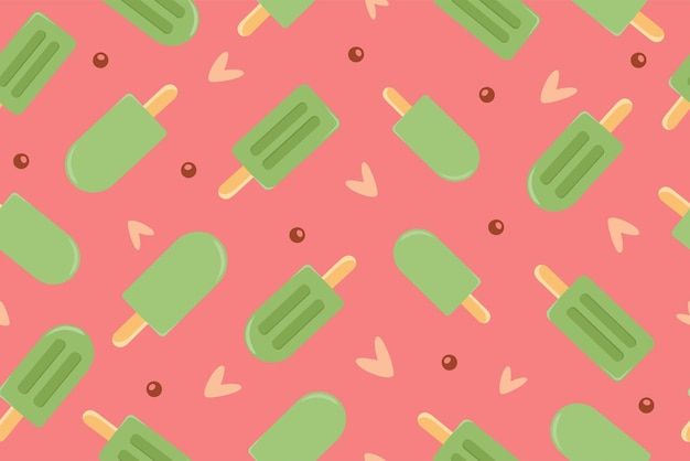 Vector matcha ice cream seamless pattern vector illustration