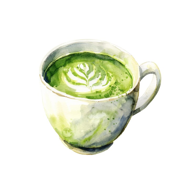 Vector matcha latte vector illustration in watercolor style