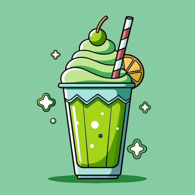 Vector matcha milkshake vector illustration