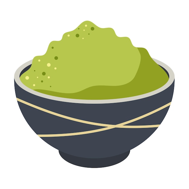 matcha powder in a bowl vector illustration