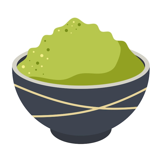 Vector matcha powder in a bowl vector illustration