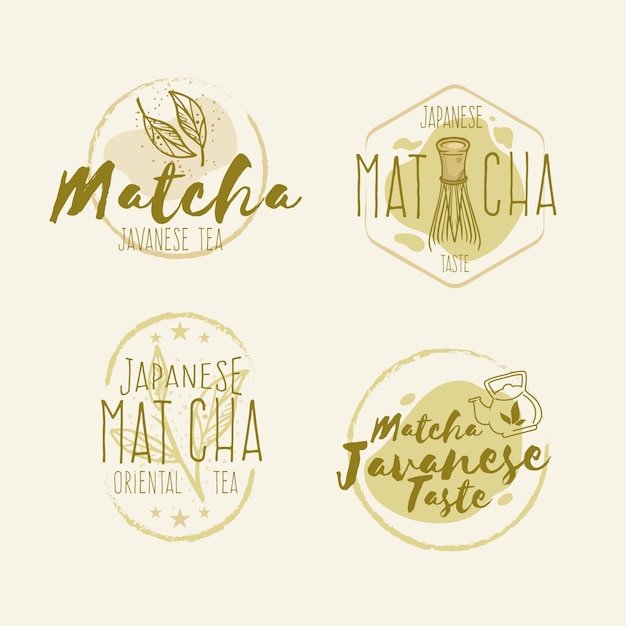 Vector matcha tea badges collection