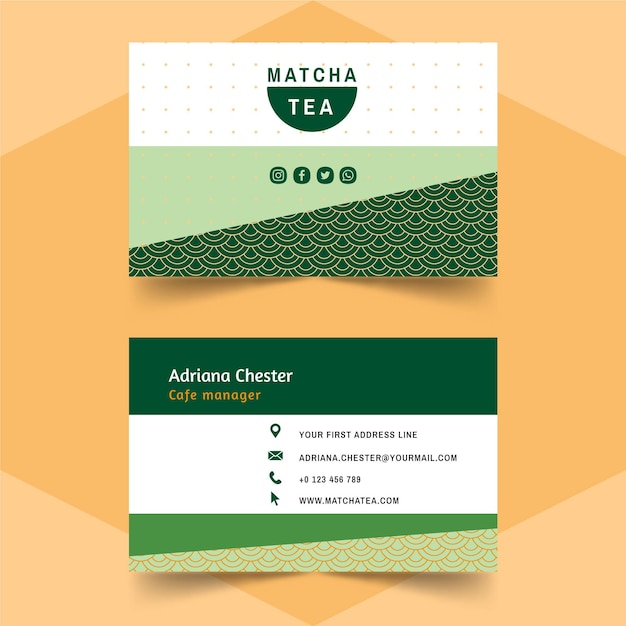 Vector matcha tea business card template